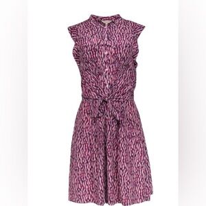 Rebecca Taylor - Pink & Purple Abstract Printed Shirt Dress Sz 10
